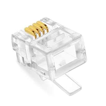 SEEMECX 30 Pcs RJ11 4-Pin Modular Telephone Connector (6P4C ...
