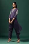 Buy Purple Georgette Sequins, Cut Work Round Neckline Embroidered Kurta ...