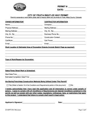 Fillable Online fruita Excavation in Right-of-Way bPermitb - The City ...