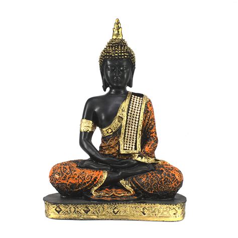Orange Meditating Buddha Decorative Showpiece - eCraftIndia Online