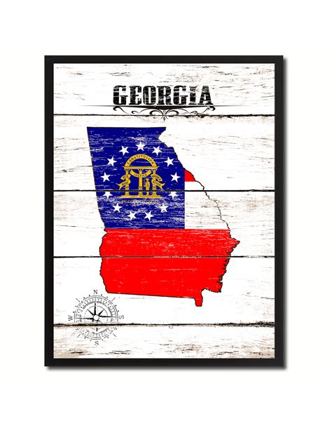 Georgia State Flag Canvas, 28"x37", 13"x17" - Beach Style - Prints And ...