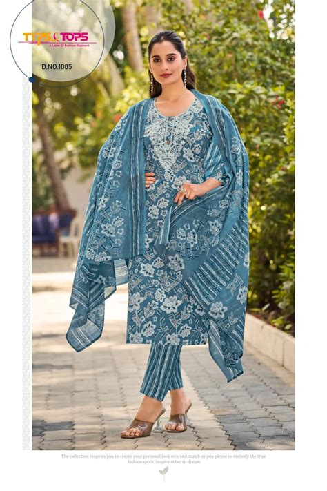 Tips And Tops Summer Saga Cotton Kurti Bottom With Dupatta: Textilecatalog