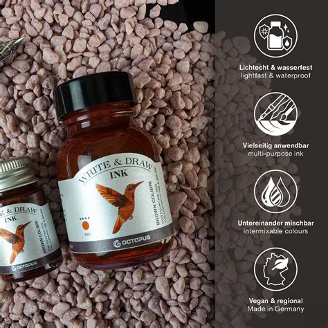 Octopus Write & Draw Ink Bottle, Brown Colibri - 50ml – Makoba