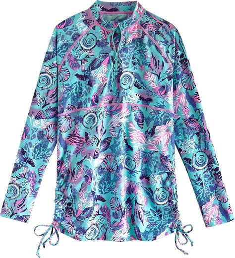 Buy Coolibar UPF 50+ Girl's Lawai Ruche Swim Shirt - Sun Protective ...