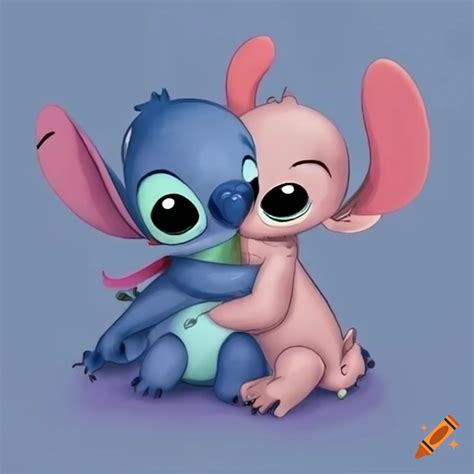 Stitch and Angel Kissing Wallpaper: Cute & Charming Designs