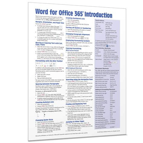 Word For Microsoft 365 Office 365 Introduction Quick Reference Guide ...