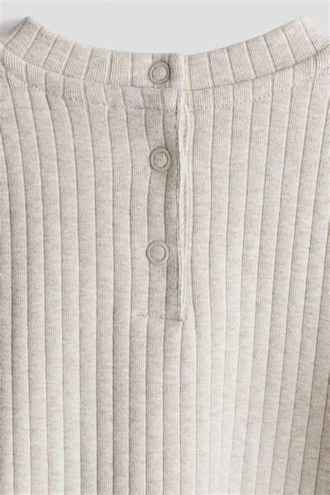 Light beige 2-piece ribbed cotton set for kids | H&M IN