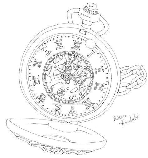 Pocket Watch Drawing Outline at Finn Gottshall blog