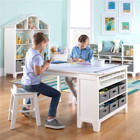 Amazon.com: GDLF Kids Art Table and Chairs Set Craft Table with Large ...