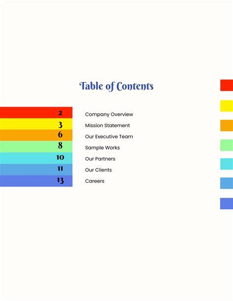 Blank Table Of Contents Template