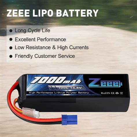 Buy Zeee 14.8V Lipo Battery 4S 100C 7000mAh Soft Case Battery with EC5 ...