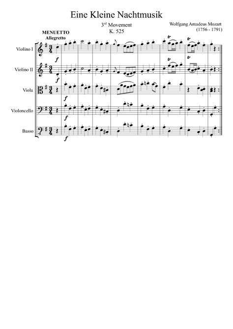 Eine Kleine Nachtmusik, 3rd Movement (arr. Zachary Corbett) by Wolfgang ...