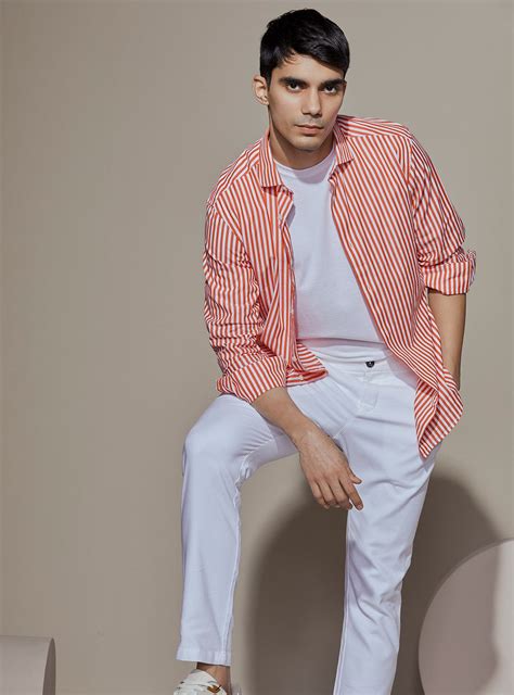 Flame Striper Shirt Semi Casual Red Stripe Shirts for Men Online | Andamen