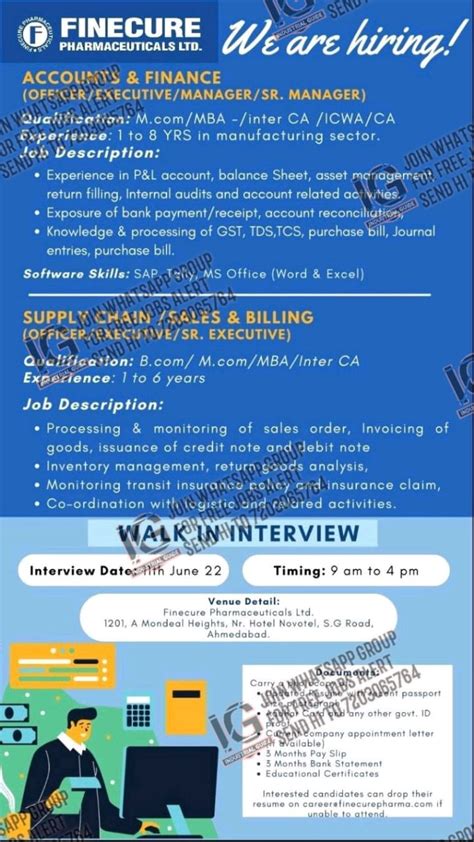 Finecure Pharmaceutical Gujarat interview in 2022 June 11th for ...