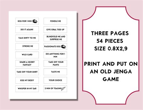 Sex Jenga Game, Printable Sex Games, Kinky Games, Adult Jenga, Foreplay ...