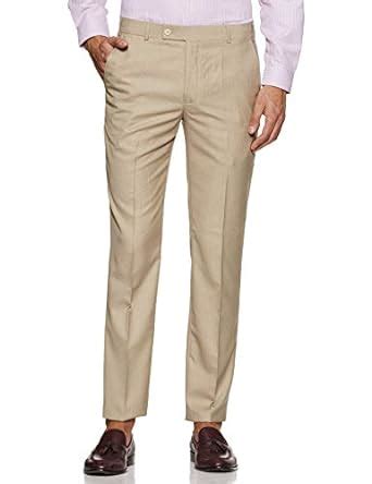Park Avenue Men's Skinny Fit Formal Trousers (PMTQ04848-F2_Light Fawn ...