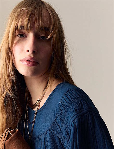 Buy Pure Cotton Round Neck Gathered Popover Blouse at Marks & Spencer