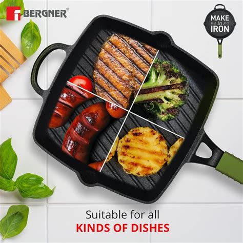 Buy BERGNER Elements Black Cast Iron Grill Pan - 27cm from Bergner at ...