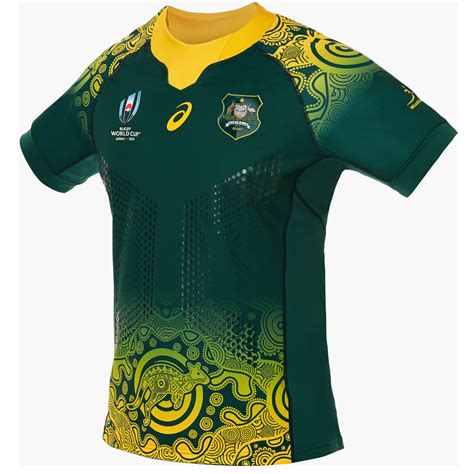 a green and yellow rugby jersey with an ornate design