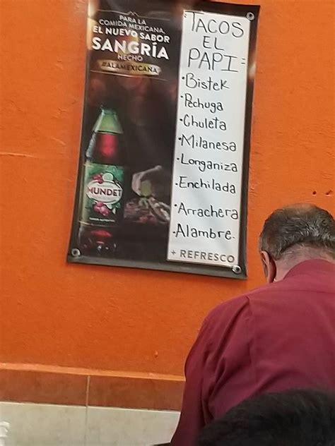 Menu at Tacos "El Papi" restaurant, Mexico City, Ote 91 3229