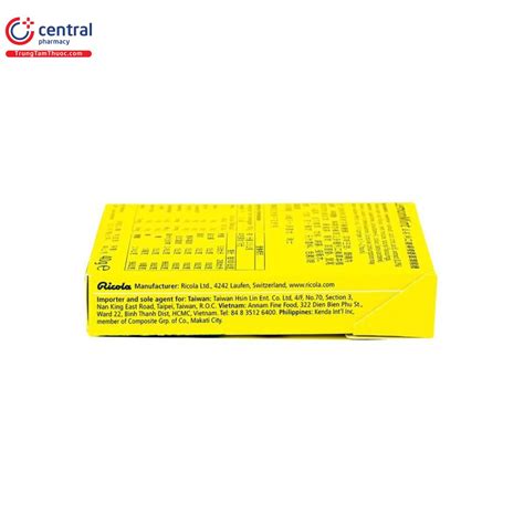 Kẹo ngậm không đường Ricola Lemon Mint 40g - Hỗ trợ giảm ho, giảm đau ...