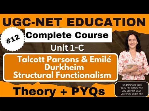 Emile Durkheim and Talcott Parsons Structural Functional Video Lecture ...