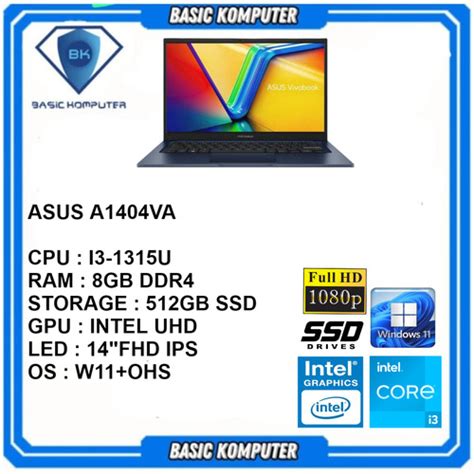 Jual LAPTOP ASUS VIVOBOOK 14 A1404VA i3-1315U 8GB 512GB 14" FHD OHS ...