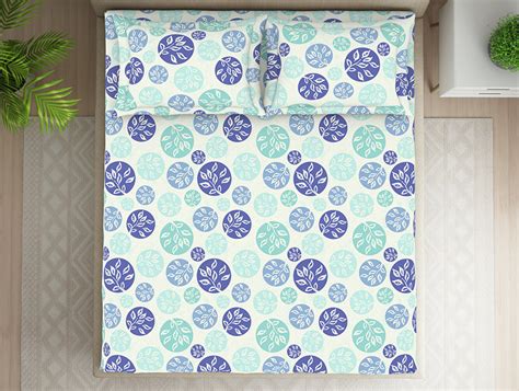 Ornate Blue Polycotton Bedsheets Double Harmony - By Welspun
