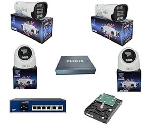 TECH18 IP Camera Set | 2pc 8MP Bullet IP Cameras + 2pc 8MP Dome Cameras ...