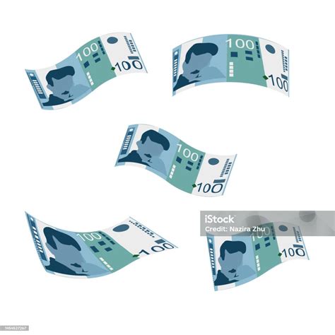 Serbian Dinar Vector Illustration Serbia Kosovo Money Set Bundle Banknotes Falling Flying Money ...