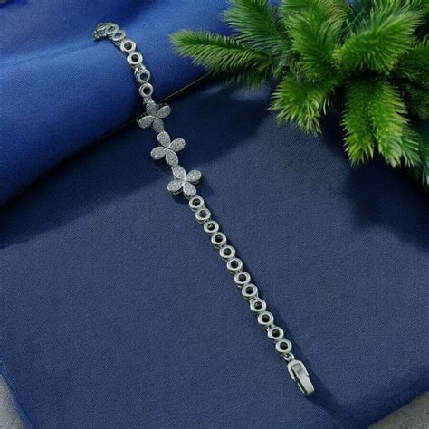 Luxury Silver Loop Design AD Stones Bracelet | Elegant Jewelry – Eva ...