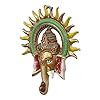 Buy eCraftIndia Colorful Lord Ganesha Face Idol With Sun Metal Wall ...