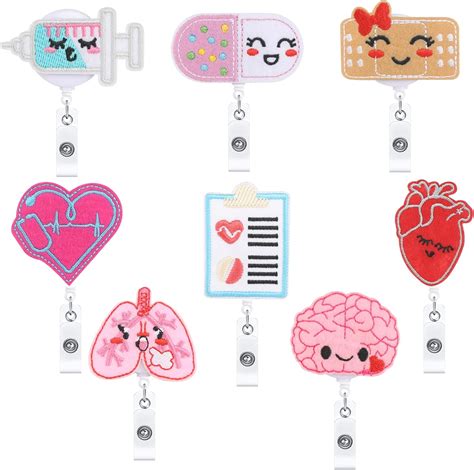 Retractable Badge Holder, 8 Pcs Cute Nurse Badge Reels, 26 Inch ...
