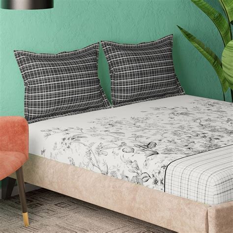 Buy PORTICO Cadence Cotton 152TC Floral Printed 3Pcs King Fitted ...