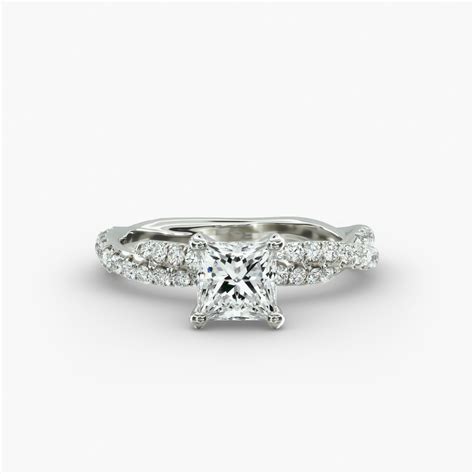 GIA 0.71 Carat F-IF Very Good Cut Princess Diamond Pavé Twist Diamond ...