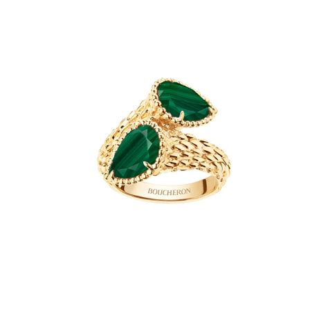 Bague toi et moi serpent boheme motifs s malachite | Joaillerie ...