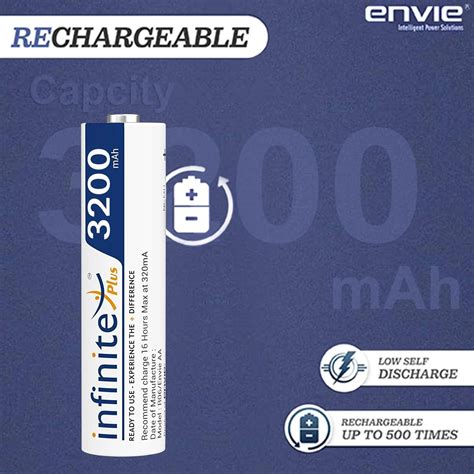 Buy ENVIE (AA 3200 4PL) Infinite Rechargeable Battery for Remote ...