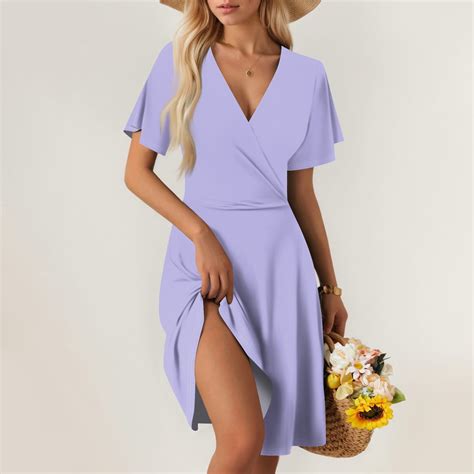 GXIPO Womens Summer Dresses V Neck Floral Short Sleeve Sundresses for ...