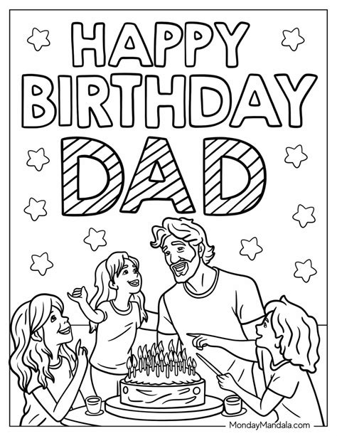 Cute Happy Birthday Dad Coloring Pages