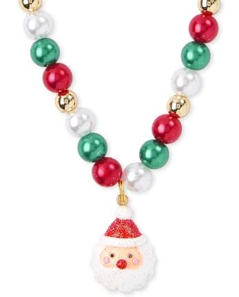 Girls Christmas Santa Beaded Necklace And Bracelet Set - MULTI | The ...