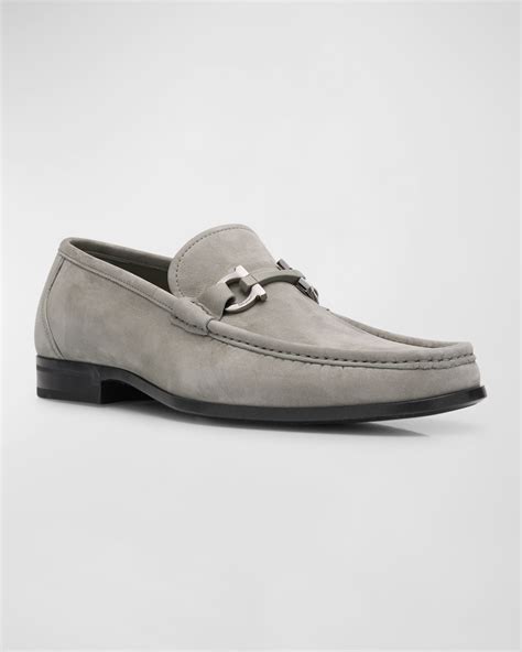 Ferragamo Men's Suede Bit Easy Loafers | Neiman Marcus