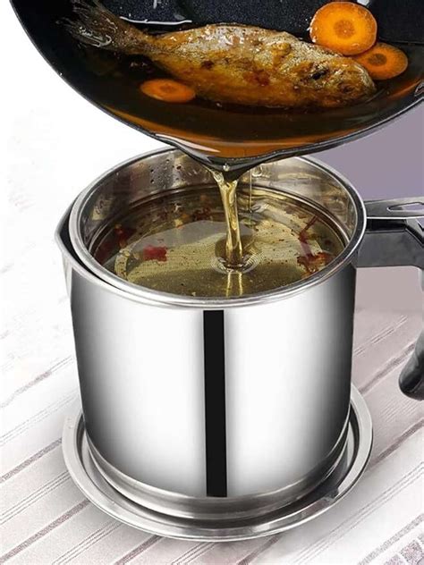 Leftdin Stainless Steel Oil Strainer Pot with Filter & Lid for Reuse ...