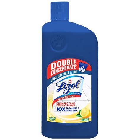 Lizol Double Concentrate Disinfectant Floor Cleaner, Citrus - 900 ml ...