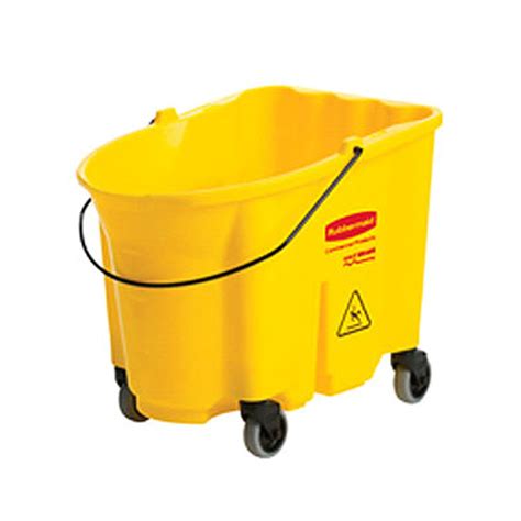 Rubbermaid 2064914 WaveBrake 35 Qt. Yellow Mop Bucket - Ford Hotel Supply