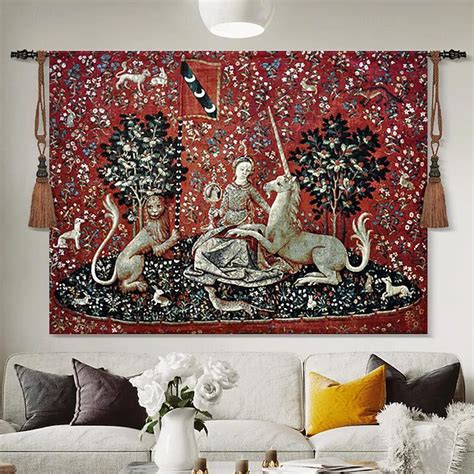 Jacquard Woven Medieval Tapestry Gobelin Aubusson The Lady and The ...