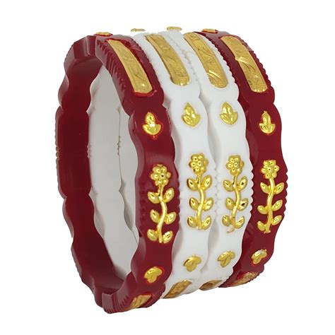 Buy TANVI J Acrylic Gold Plated Pair of Bangles For Women Pair of 2 (2. ...