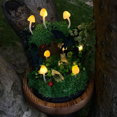 Handmade Mushroom Night Light Cute Mushroom Wreath Lamp Crystal Lights ...