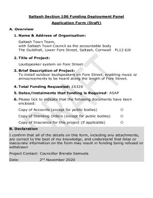 Fillable Online Application Form for Saltash Section 106 Monies Fax ...