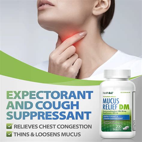 HealthA2Z Mucus Relief DM 200 Count - Dextromethorphan HBr 20mg ...