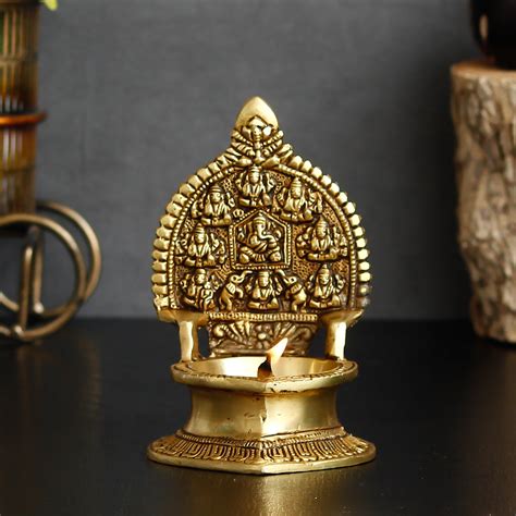 9 Avatars of Lord Ganesha Handcrafted Brass Figurine with Diya ...